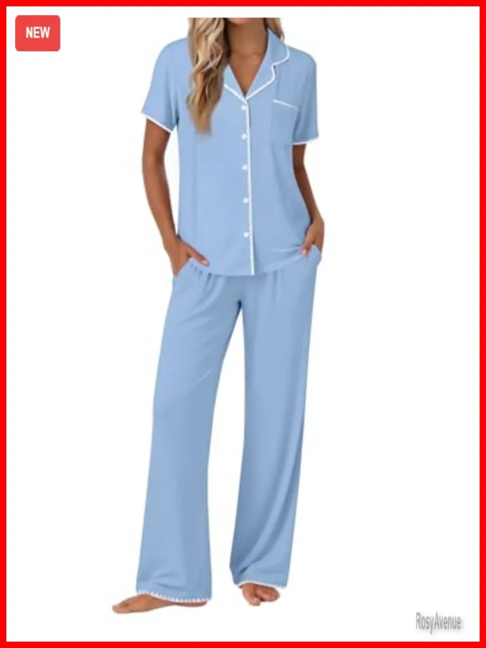 Scallop Trim Short Sleeve Pajama Set